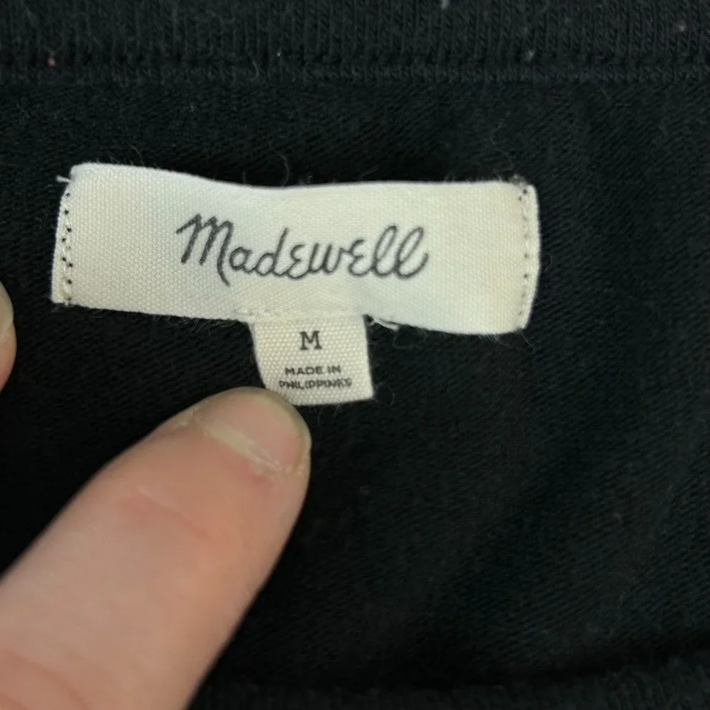 Madewell Bodysuit Womens‎ Medium Black Cotton Stretch Round Neck Short Sleeves